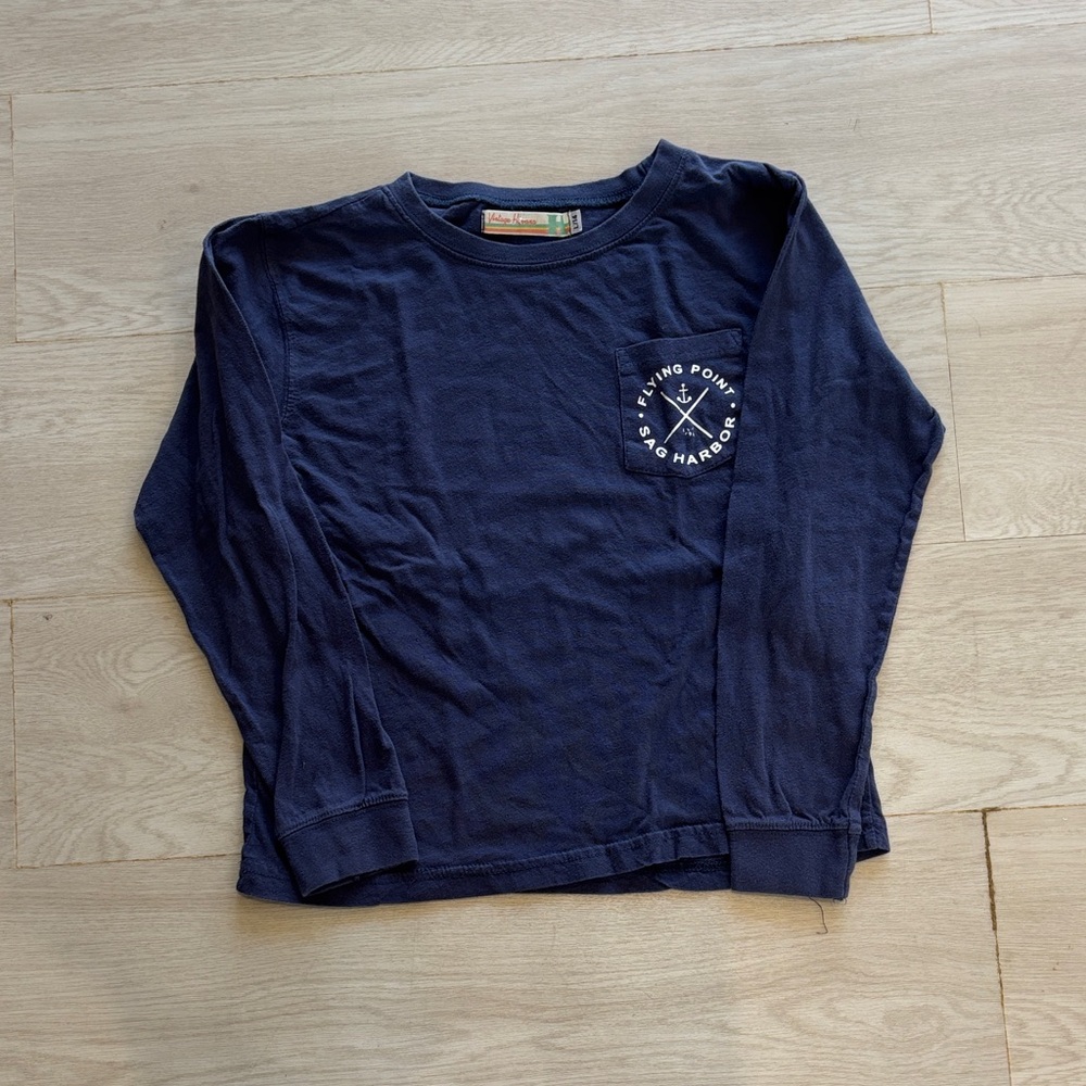 Vintage Havana Navy Long-Sleeve Kids Tee with Chest Logo